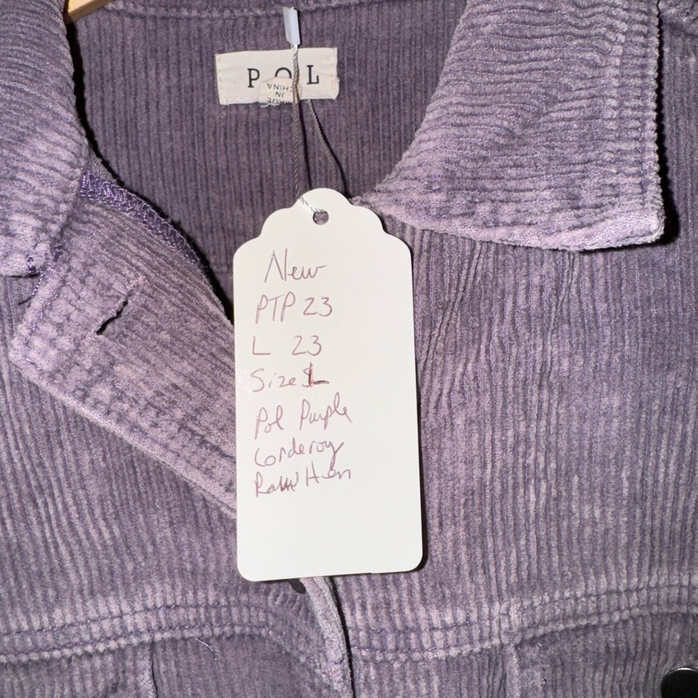 POL Dusty Mauve Corduroy Jean Jacket, Size L - Picture 3 of 6